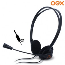 Headset P2 x2 Estéreo com Microfone Haste Flexível OEX HS100 - Preto